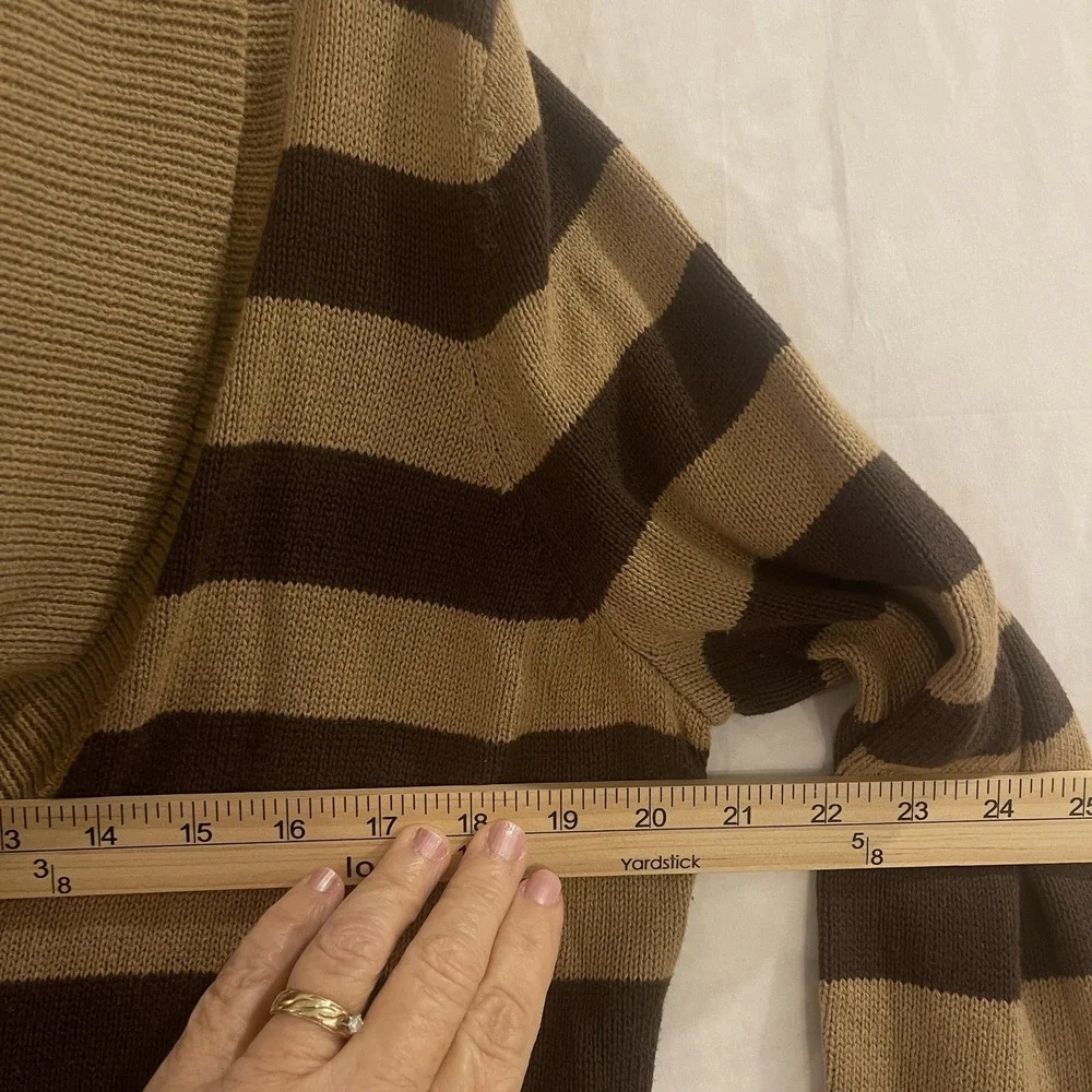 VTG Calvin Klein Jeans Sweater Women's XL Brown‎ Striped LONG Cowl Neck WGAGN36